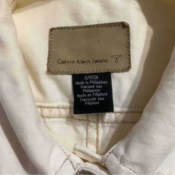 Calvin Klein Ivory White Jean Denim Stretch Jacket - Picture 5 of 6